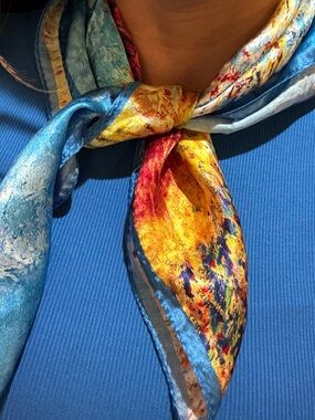 2 Colorful Abstract Silk Scarves. 100% Silk